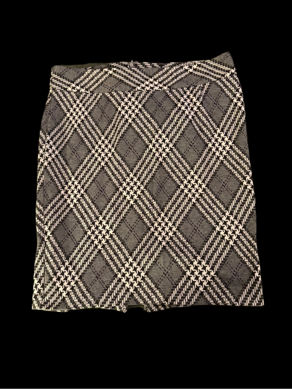 Lane Bryant Plaid Houndstooth Pencil Skirt Size 16 Gray Black Stretch